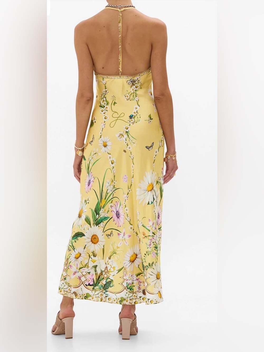 CAMILLA SILK FLORAL DAISY CHAINS DETAIL SLIP STRAPPY MAXI DRESS - Picture 8 of 14